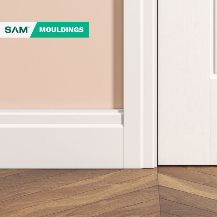 3D visual of SAM28 Lambs Tongue primed MDF Skirting Board in situ