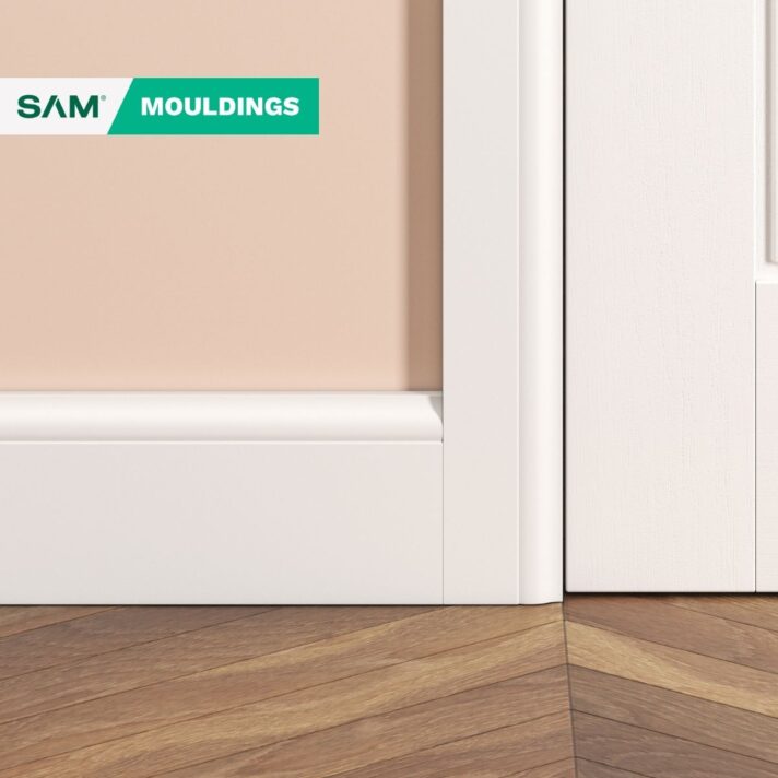 3D visual of SAM97 Ogee primed MDF Skirting Board in situ