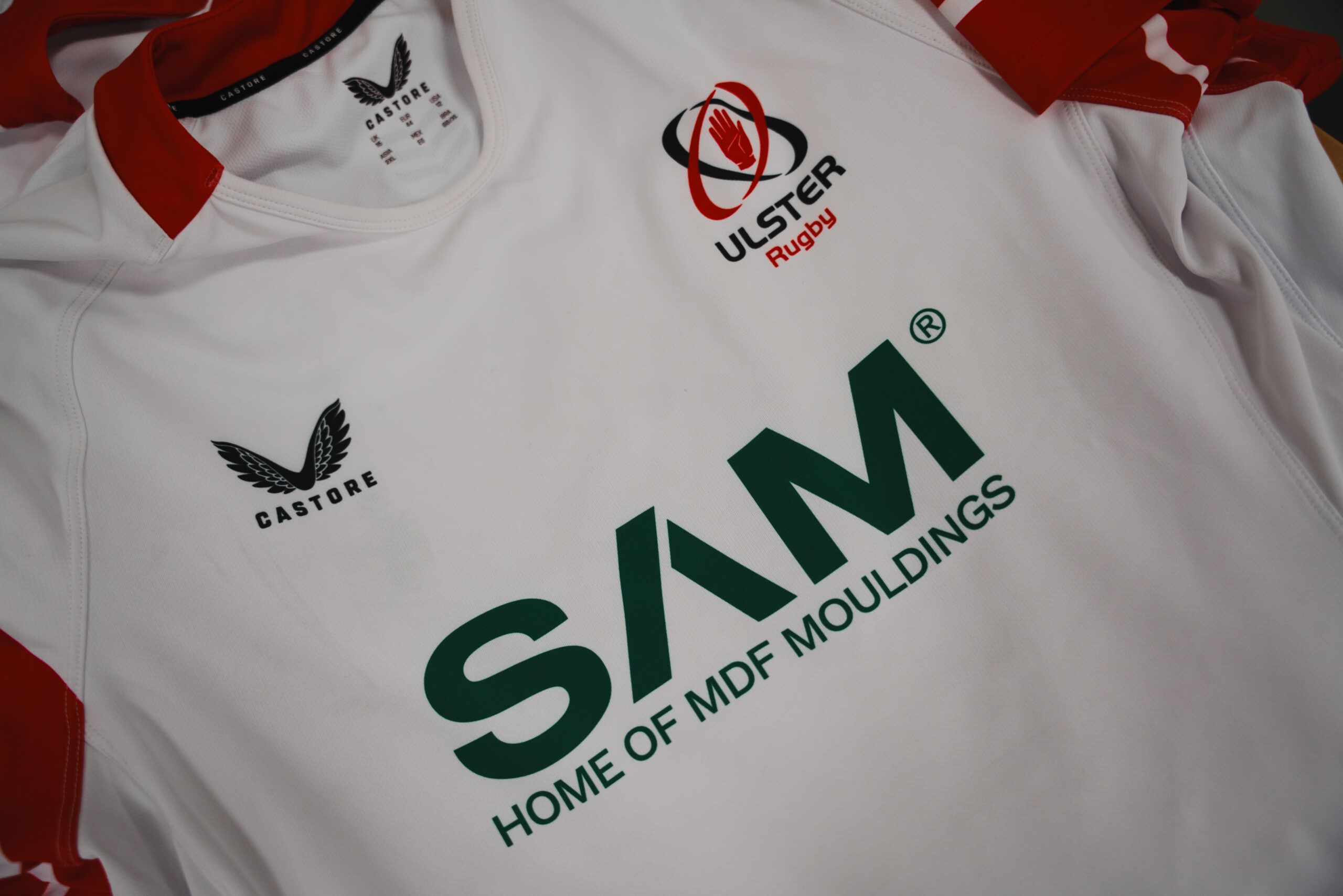 SAM Mouldings front of shirt sponsor for Ulster Rugby 